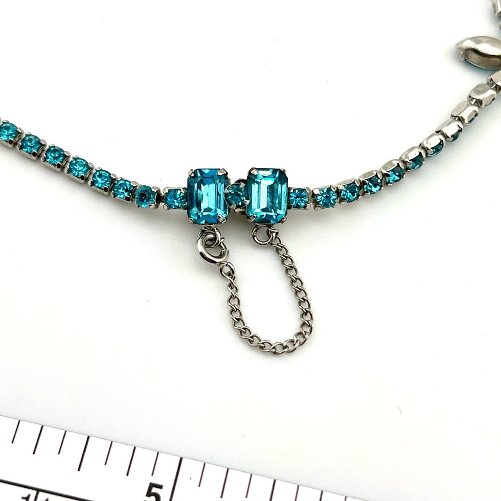Vintage Blue Glass Rhinestone Choker Necklace - Picture 9 of 9
